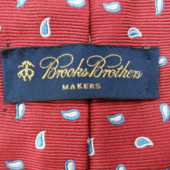 Brooks Brothers Makers Repp Tie Mens 60.75"x3.75" Red Blue Raindrops Pure Silk - Picture 4 of 5